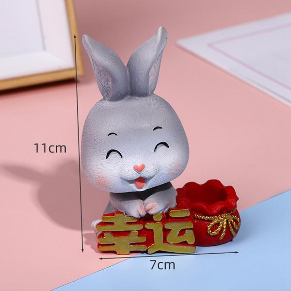 新年彫刻リビングルームデスクトップ宝袋樹脂像置物斜視 7x11cm