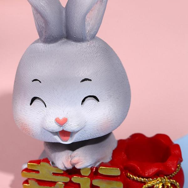 新年彫刻リビングルームデスクトップ宝袋樹脂像置物斜視 7x11cm