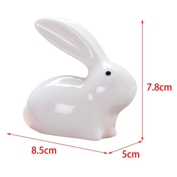 ミニチュア セラミック バニー置物 彫像 動物 装飾用 ホワイト