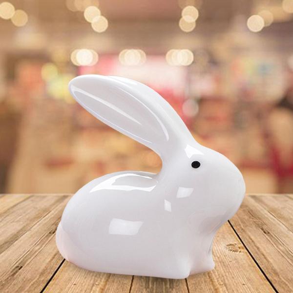ミニチュア セラミック バニー置物 彫像 動物 装飾用 ホワイト