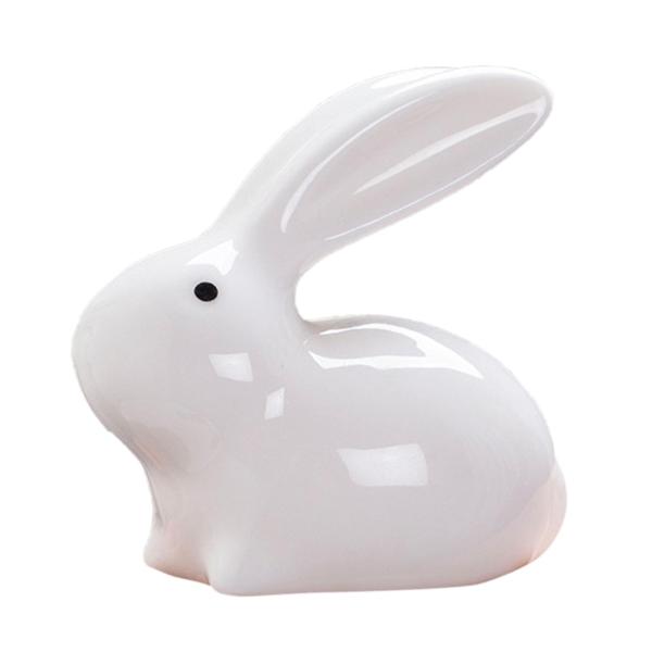 ミニチュア セラミック バニー置物 彫像 動物 装飾用 ホワイト