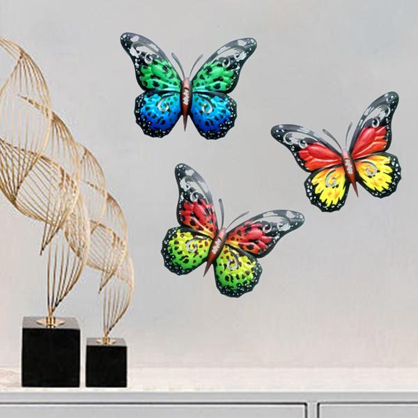 クリエイティブ バタフライ ウォール スカルプチャー アート デコレーション 屋内 寝室 ヤード ブルー グリーン