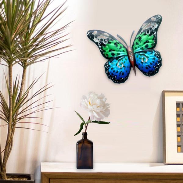クリエイティブ バタフライ ウォール スカルプチャー アート デコレーション 屋内 寝室 ヤード ブルー グリーン