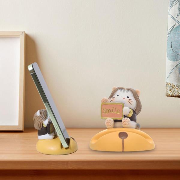 かわいい携帯電話ホルダー 動物の置物 オフィス デスクトップ リビングルーム 猫用