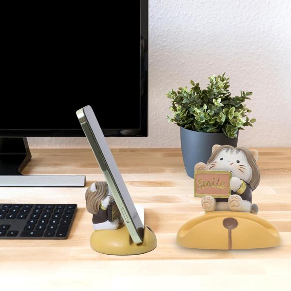 かわいい携帯電話ホルダー 動物の置物 オフィス デスクトップ リビングルーム 猫用