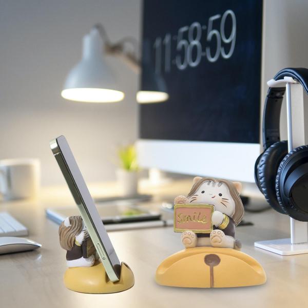 かわいい携帯電話ホルダー 動物の置物 オフィス デスクトップ リビングルーム 猫用