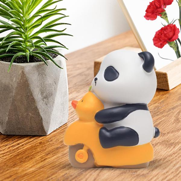 樹脂パンダ像モデルのおもちゃ飾り人形デスクトップの誕生日の装飾サイクル