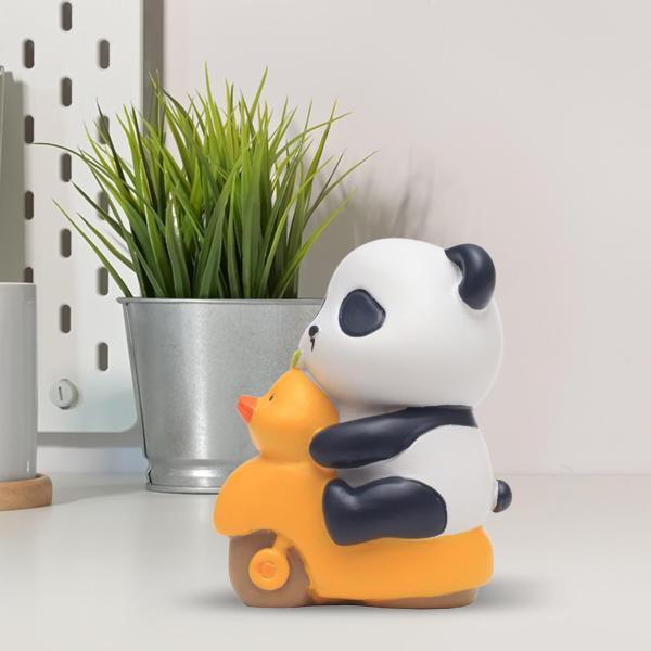樹脂パンダ像モデルのおもちゃ飾り人形デスクトップの誕生日の装飾サイクル