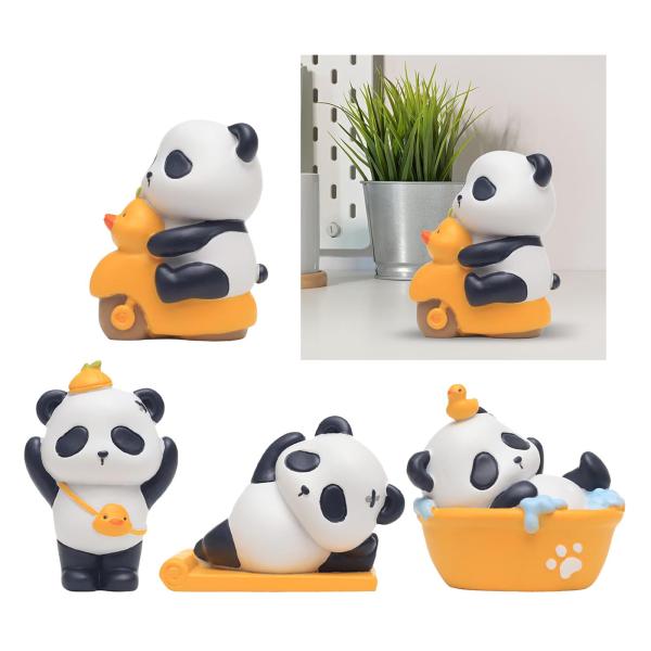 樹脂パンダ像モデルのおもちゃ飾り人形デスクトップの誕生日の装飾サイクル