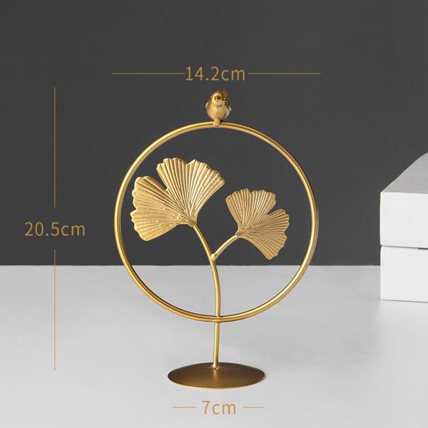 メタルリーフスタチュー置物収集価値のあるデスクホームアクセントフラワー彫刻イチョウBiloba鳥