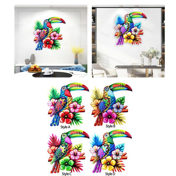 クリエイティブ オウム ウォール アート 彫刻 壁掛け 装飾 屋内 パティオ スタイル A