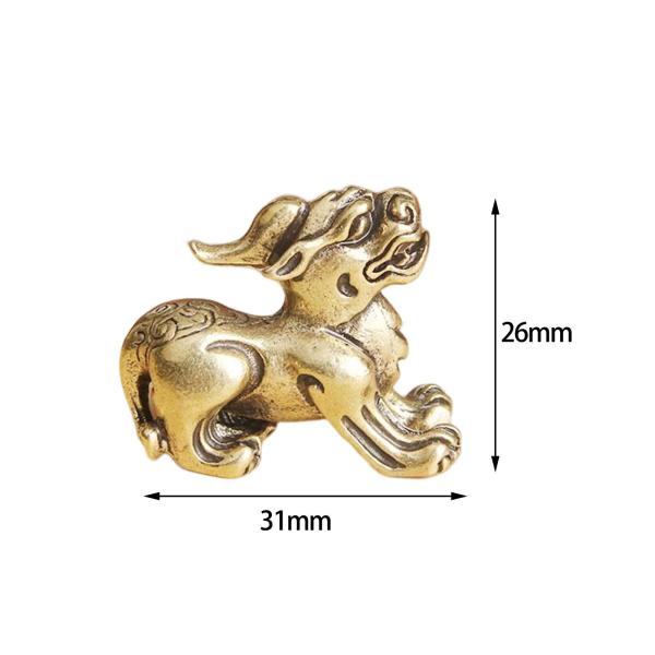 【良品】青銅製　聖獣置物　時代物　骨董アンティーク　中国美術 麒麟 寝室の装飾のための骨董品の真鍮麒麟像ミニチュア彫刻収集品 : STK