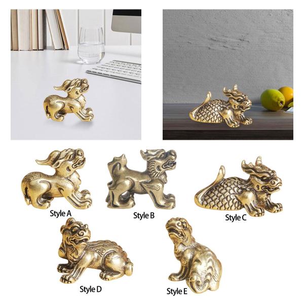 寝室の装飾のためのアンティーク真鍮麒麟像ミニチュア彫刻コレクション スタイル A