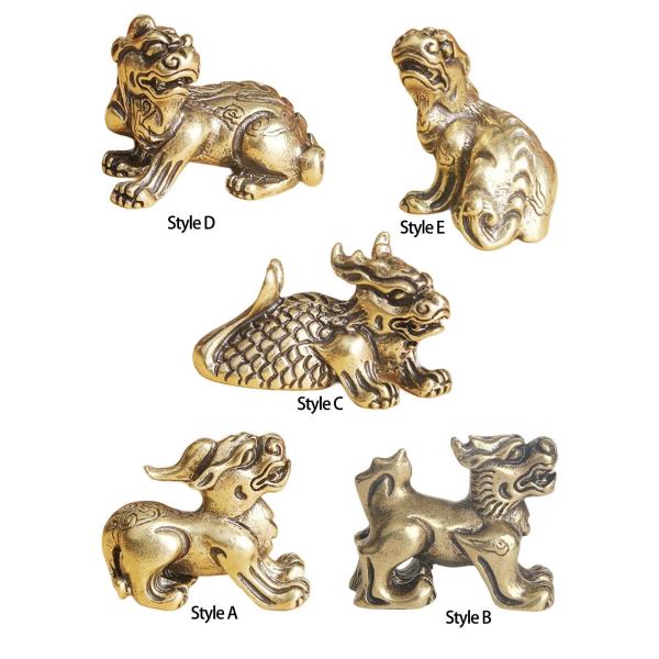 寝室の装飾のためのアンティーク真鍮麒麟像ミニチュア彫刻コレクション スタイル A