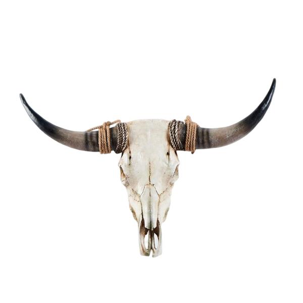動物の頭の壁の装飾の牛の樹脂の彫像人工の長い角の牛の頭蓋骨の壁の
