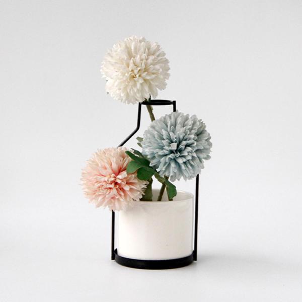 卓上花瓶 植木鉢 茎 束ホルダー セラミック花瓶 テーブルセンターピース S ブラック