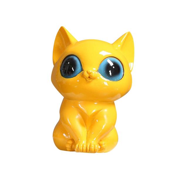 ミニ猫の像の置物 樹脂の彫刻 面白いクラフト デスク オフィス ホーム イエロー