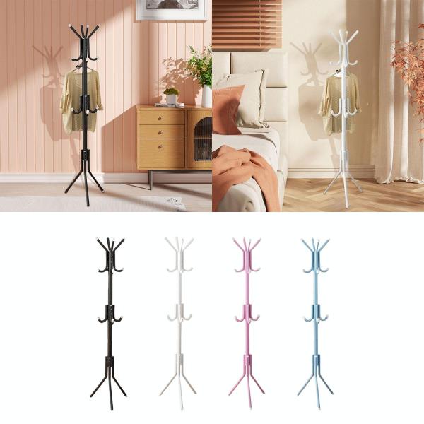コートラック ハンガー 12フック コートラック 衣類 財布 玄関 ホール ブラック