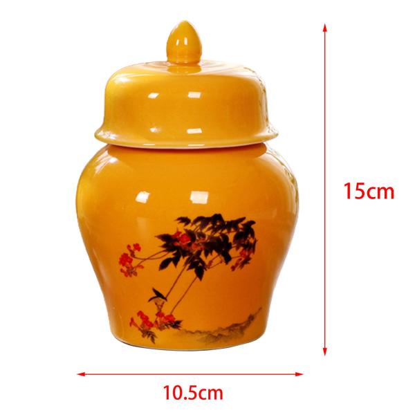 陶磁器の茶筒 蓋付き保存ポット 缶の装飾品 ジンジャー テンプル ジャー 寄り添う木