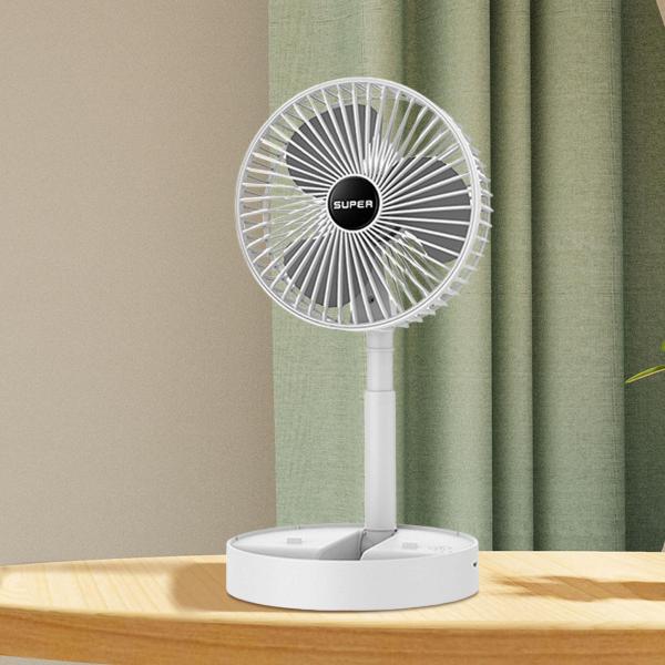 折りたたみ式ファン、高さ調節可能な3速ポータブルファン、家庭用およびオフィス用の充電式折りたたみ式ファン , 白い