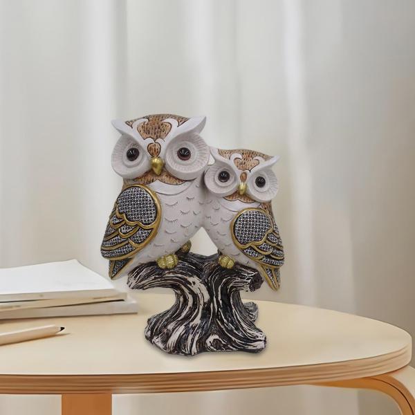 本物保証】 グッズフクロウの像、フクロウの装飾品、樹脂製の置物、北欧の家の装飾、妖精の庭のミニチュアクラフト、寝室本棚庭盆栽工芸品 サンキャッチャー 