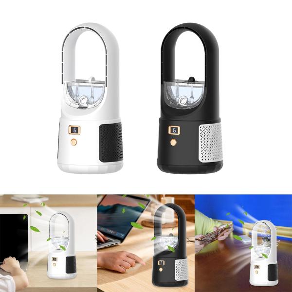 ブレードレス USB ファン パーソナル冷却ファン テーブルファン 静音 家庭用 車用 キャンプ ホワイト