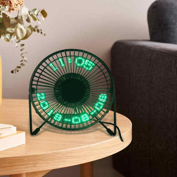 USB LED クロックファン リアルタイム表示機能付き オフィスデスクトップ冷却ファン 6インチカレンダー