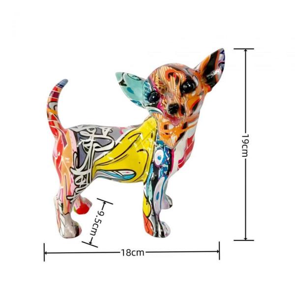 落書きチワワ像犬の置物樹脂アートワーク犬愛好家のギフトスタイル Bの