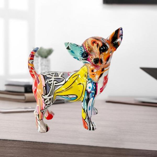 落書きチワワ像犬の置物樹脂アートワーク犬愛好家のギフト