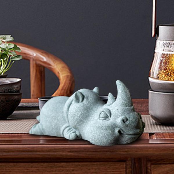 緑の砂岩の動物ミニティーペット置物装飾お土産サイ