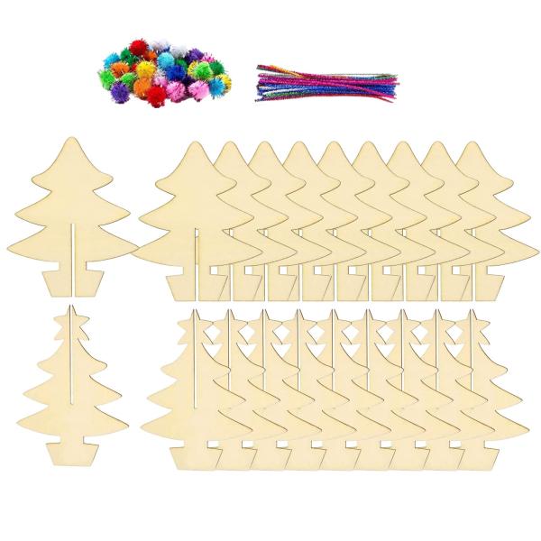 クリスマスツリー ウッドスライス ペイントセット 木製クリスマスツリーオーナメント DIY  パーティーの記念品 フェスティバ｜stk-shop｜03
