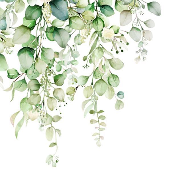 緑の植物パターンのバスルームトイレ壁デカール 25x35cm トイレの装飾用