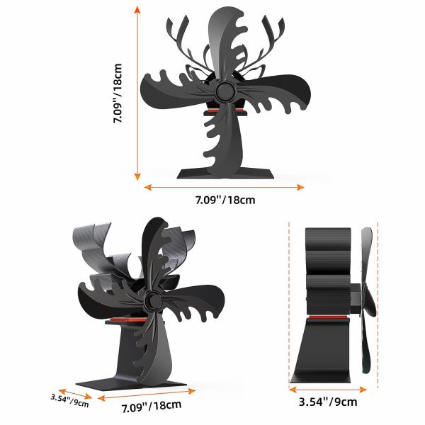 暖炉用ファン 火力ファン エコファン 空気循環 電源不要 4枚羽根 エコストーブファン 暖炉用ストーブファン 石油ストーブ/薪ストーブ