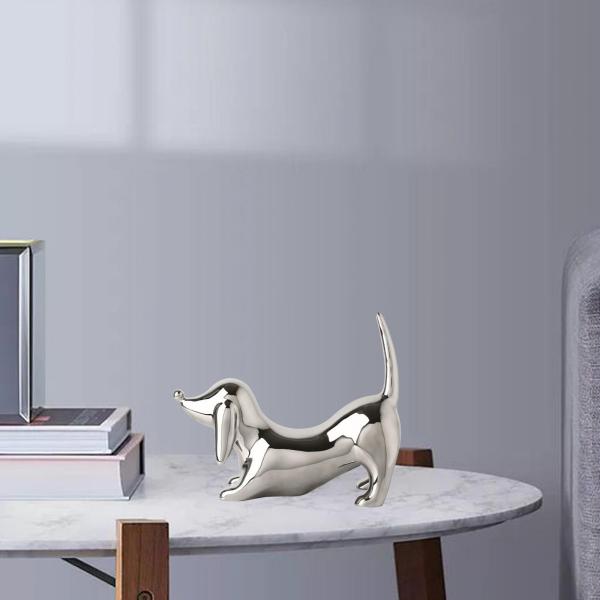 犬の像ダックスフント犬の彫刻装飾品モダンなダックスフント像ダックスフントミニチュア置物寝室の装飾用｜stk-shop｜03