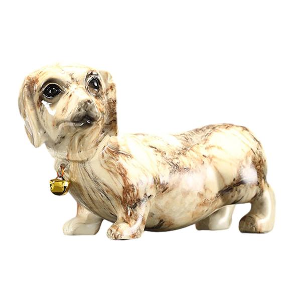 樹脂犬の置物彫刻ミニチュア犬の像ベル付き装飾ダックスフントミニチュア置物ナイトスタンドキャビネット用｜stk-shop｜02