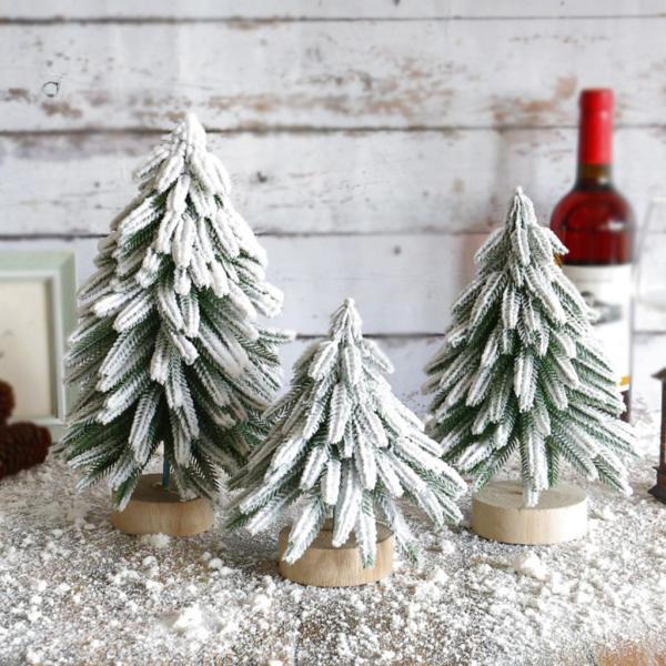 人工クリスマスツリー 卓上 ミニチュア 植毛クリスマスツリー 雪のないクリスマス用 S