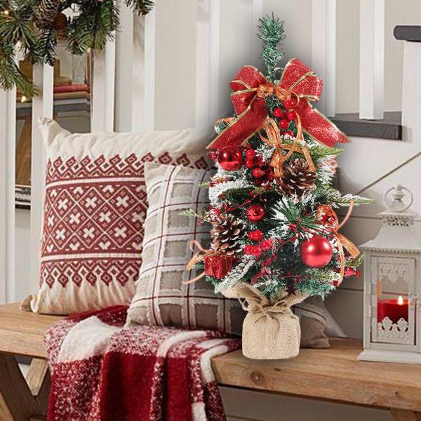 人工卓上クリスマスツリー ホリデークリスマスツリー 棚用 寝室テーブル レッド