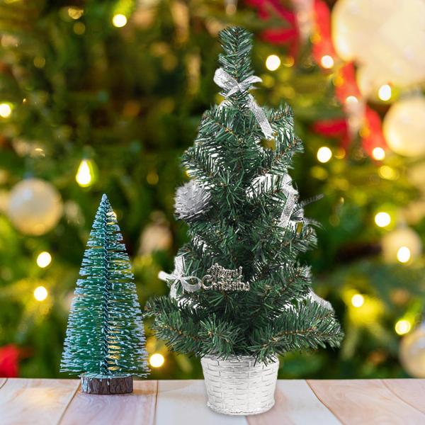 16 インチ卓上クリスマスツリーミニクリスマスツリー暖炉棚用シルバー