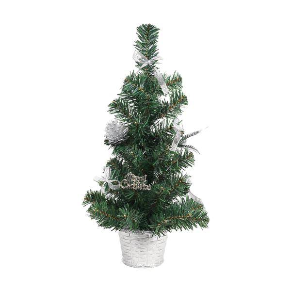 16 インチ卓上クリスマスツリーミニクリスマスツリー暖炉棚用シルバー