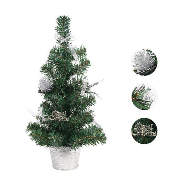16 インチ卓上クリスマスツリーミニクリスマスツリー暖炉棚用シルバー Blall