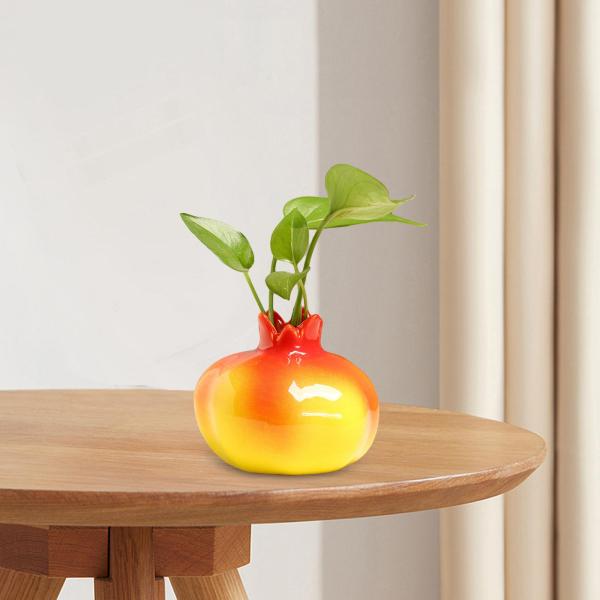 水耕植木鉢装飾植木鉢プランターザクロ形の花瓶黄色 10x9.5 センチメートル