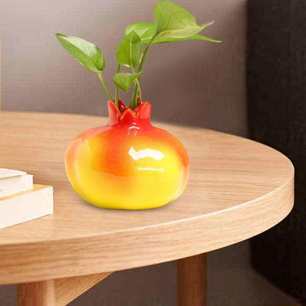 水耕植木鉢装飾植木鉢プランターザクロ形の花瓶黄色 10x9.5 センチメートル