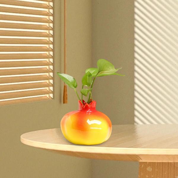 水耕植木鉢装飾植木鉢プランターザクロ形の花瓶黄色 10x9.5 センチメートル