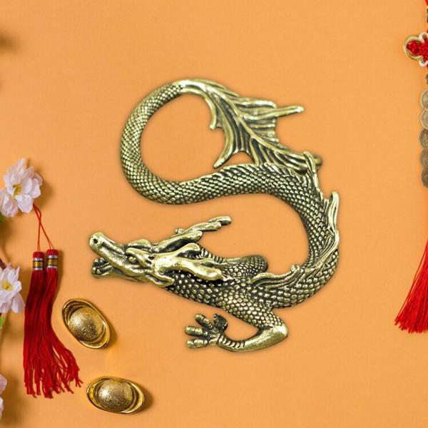 真鍮中国ドラゴン像ミニティーペット置物カンフーティーペットミニチュア愛らしい 2024 ドラゴン年中国の新年