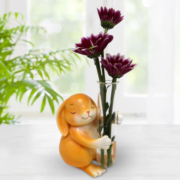 ガラス試験管花瓶かわいいデスクトップ装飾花瓶応接室デスクカフェ 9.5 センチメートル x 6 センチメートルウサギ