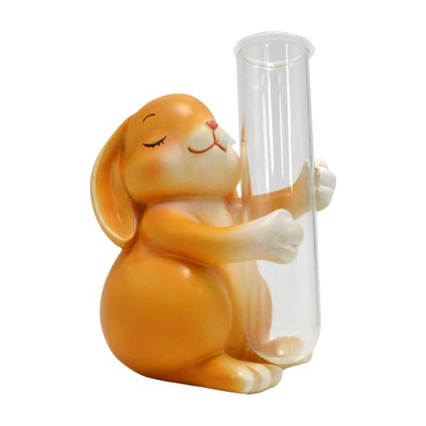 ガラス試験管花瓶かわいいデスクトップ装飾花瓶応接室デスクカフェ 9.5 センチメートル x 6 センチメートルウサギ