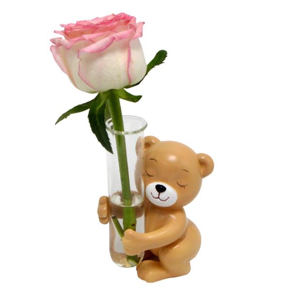 ガラス試験管花瓶かわいいデスクトップ装飾花瓶応接室デスクカフェ 9.5 センチメートル × 7 センチメートルクマ