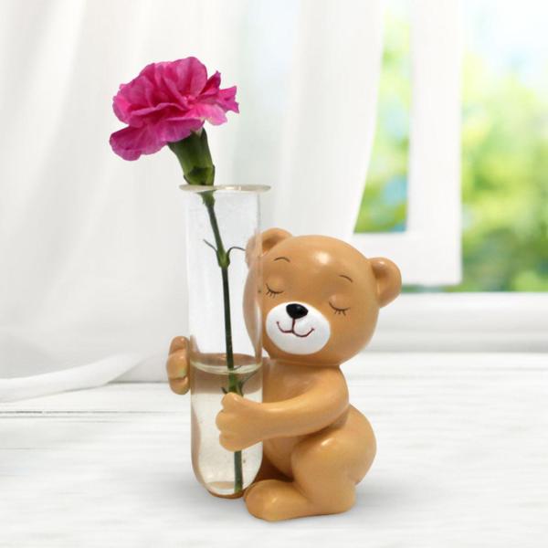 ガラス試験管花瓶かわいいデスクトップ装飾花瓶応接室デスクカフェ 9.5 センチメートル × 7 センチメートルクマ