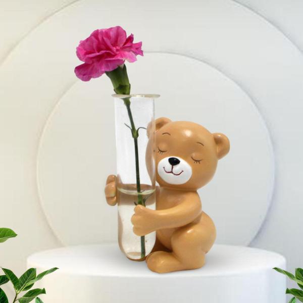 ガラス試験管花瓶かわいいデスクトップ装飾花瓶応接室デスクカフェ 9.5 センチメートル × 7 センチメートルクマ