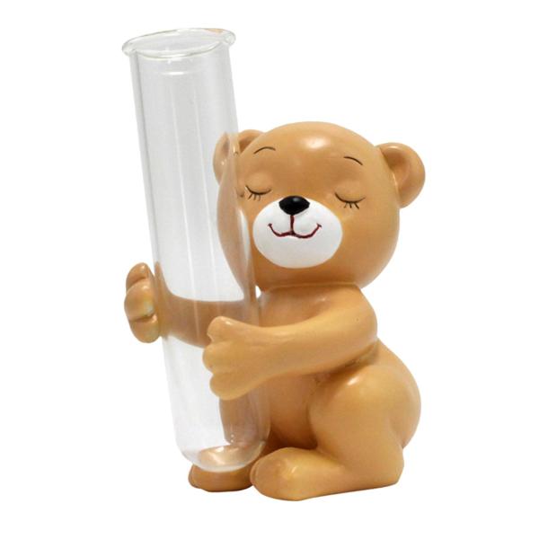 ガラス試験管花瓶かわいいデスクトップ装飾花瓶応接室デスクカフェ 9.5 センチメートル × 7 センチメートルクマ